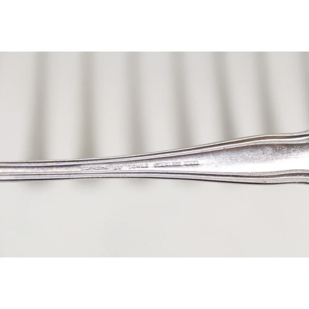 Towle Supreme STUART SHELL Beaded Stainless 9 Ice Tea Spoon 3 Dinner Fork‎